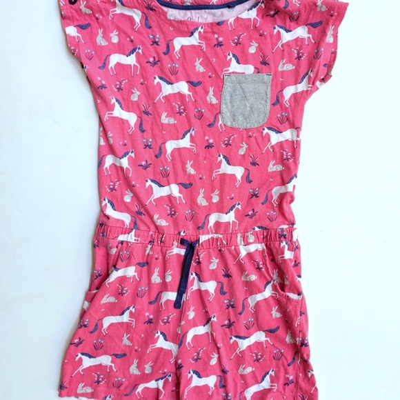 Mini Boden Other - Boden Girls Unicorn Pink Printed Knit Romper 11-12
